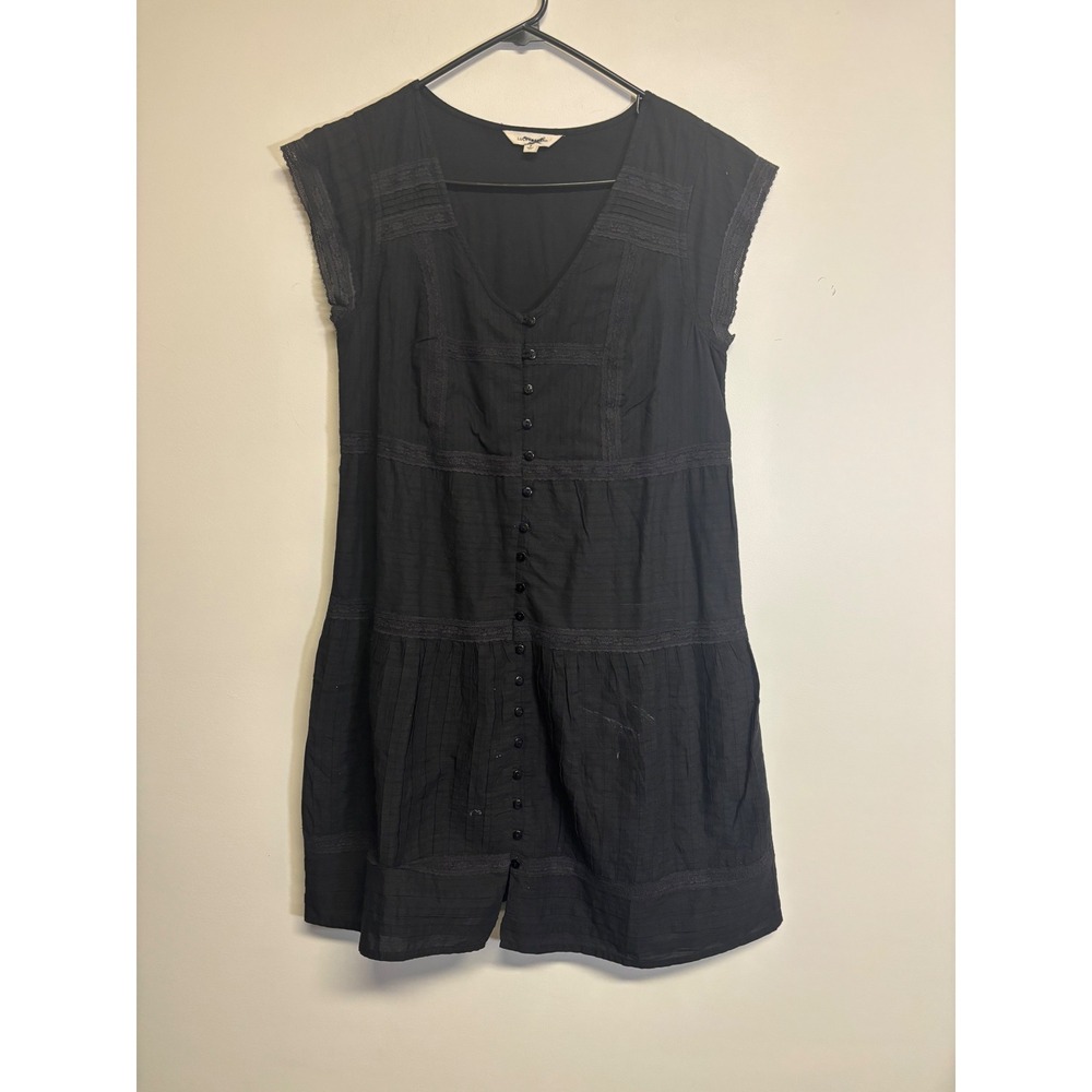 Lucky Brand Women's 100 Percent Cotton Black Dress with Buttons Size Small - Picture 3 of 6